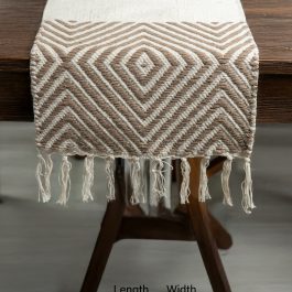 Handwoven Cotton Table Runner – Geometric Diamond Pattern (70×14 in)